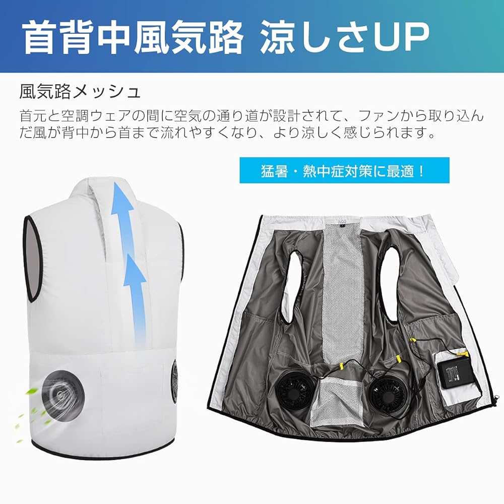 Amazon.co.jp: [NQG] ファン付きベスト 空調作業服 作業ベスト